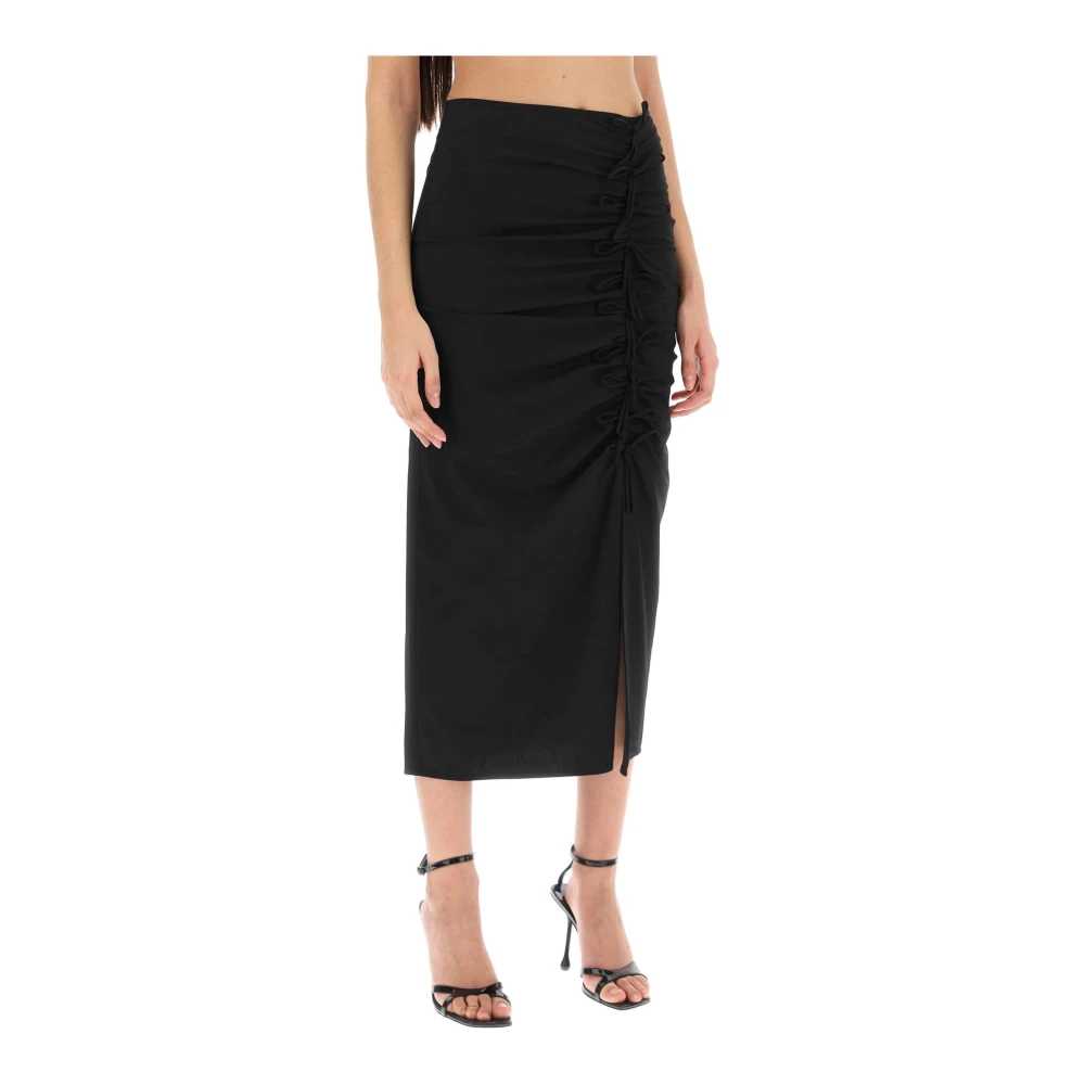 Ganni Midi Rok met Sierstrikken Black Dames