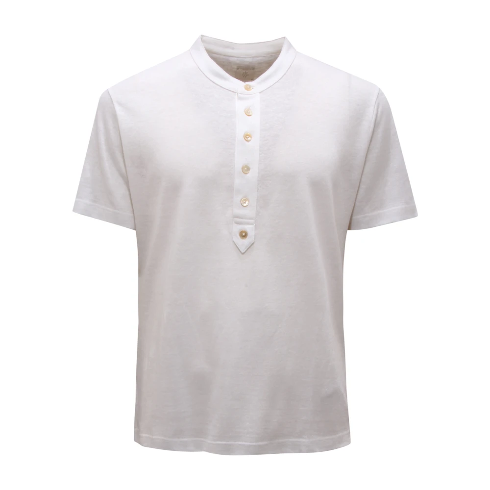 Eleventy Men's White Polo Shirts, S, Maglia Serafino Linen Blend
