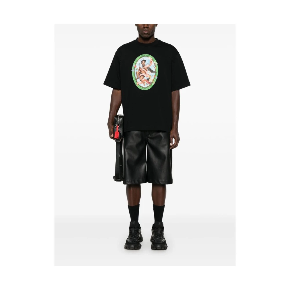 Off White Grafische Print Crew Neck T-shirt Black Heren