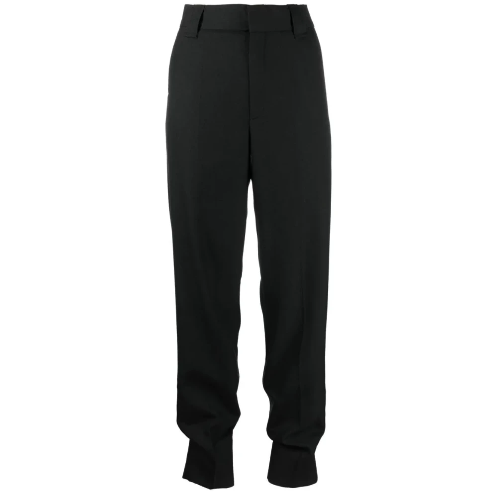 Ganni Zwarte formele broek met hoge omslag Black Dames