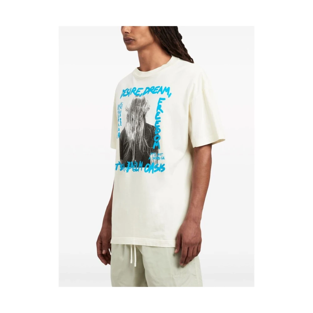 Palm Angels T-shirt met Grafische Print en Ronde Hals White Heren
