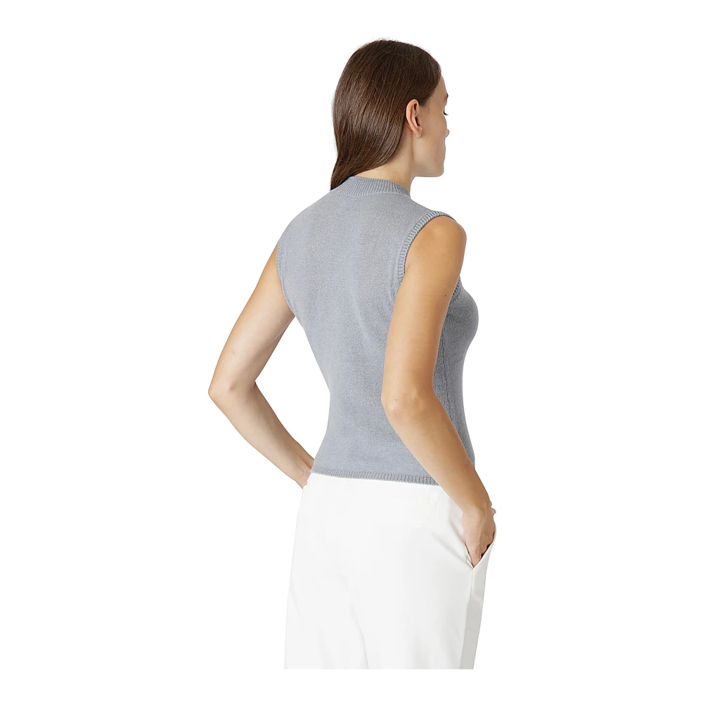 Eleventy Mouwloze Cashmere Top Blue Dames