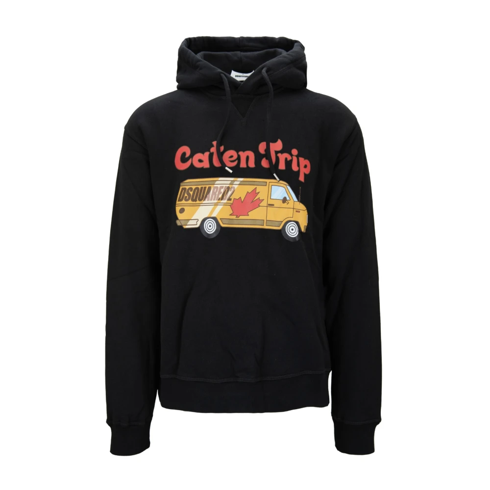 Dsquared2 Men's Black Hoodie With Graphic Print - Hoodies - L - Sweatshirts & Hoodies