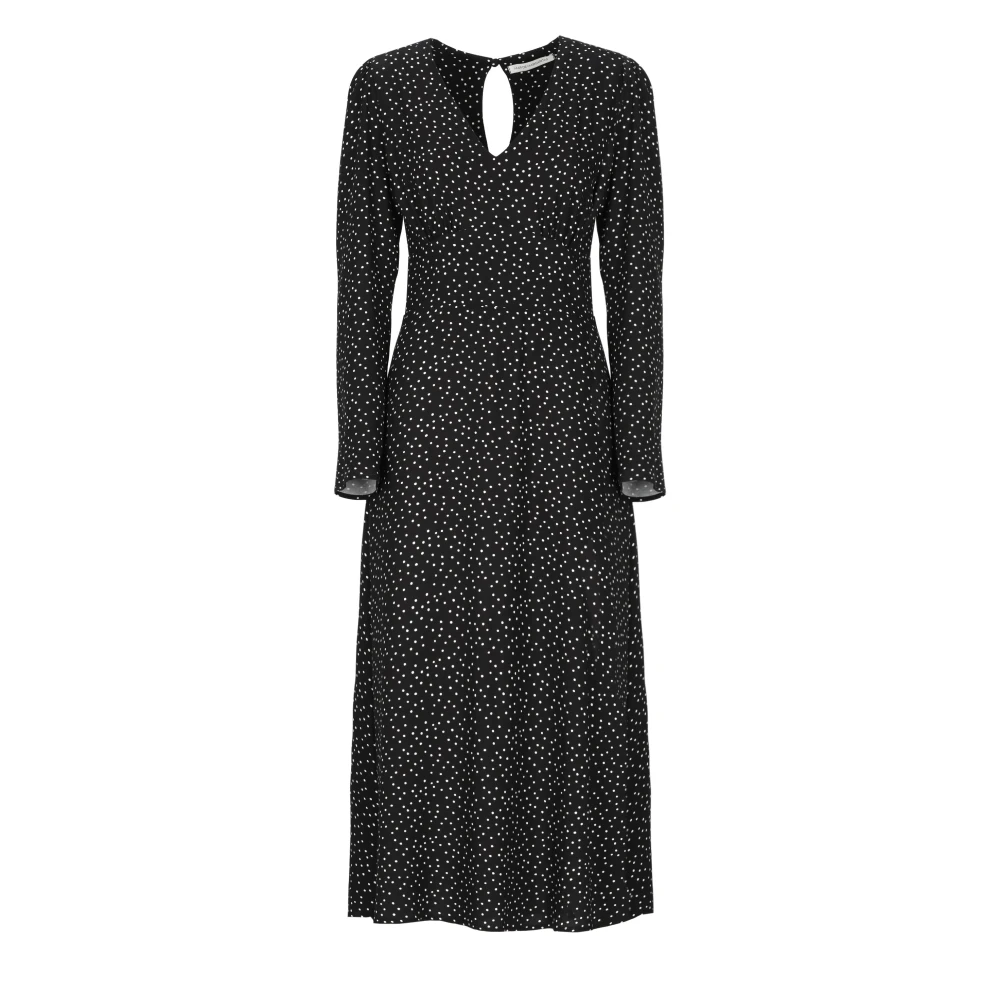 Mar De Margaritas Zwarte viscose jurk met polkadots Black Dames
