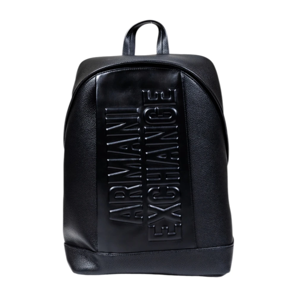 Armani Exchange Men's Black Modern Backpack With Embossed Logo