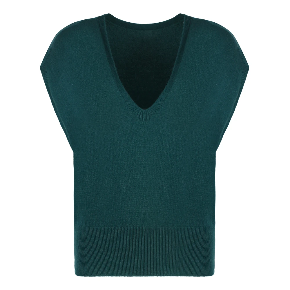 Malo Kasjmier Ribgebreid Vest Green Dames