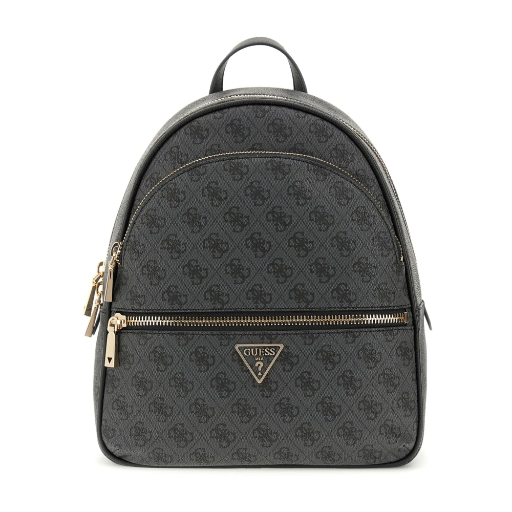 Guess Women's Gray Coal Logo Handbag With Zipper Closure - Backpacks - One Size - Bags