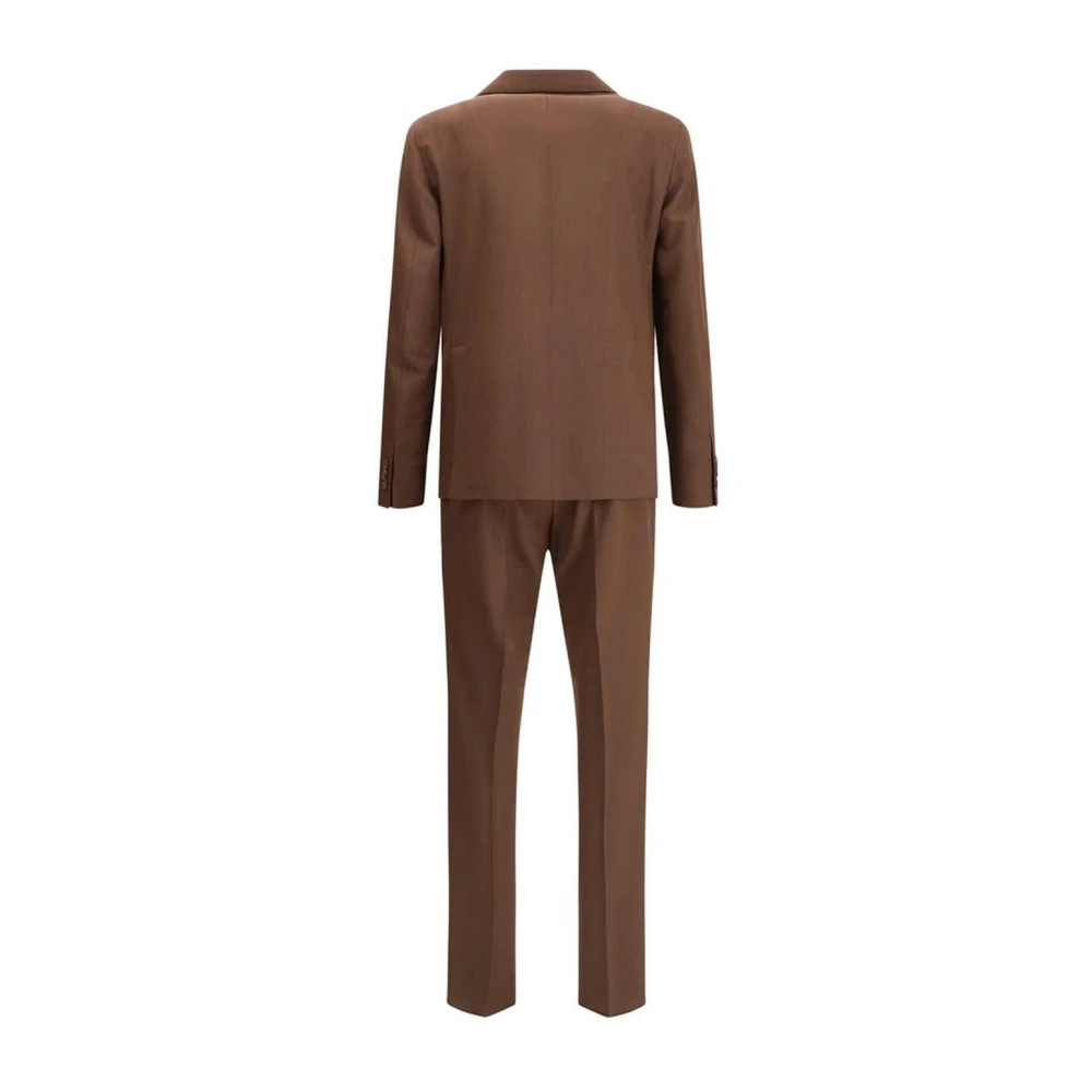 Tagliatore Double-breasted Vesuvio pak met peaked revers en welt zakken Brown Heren