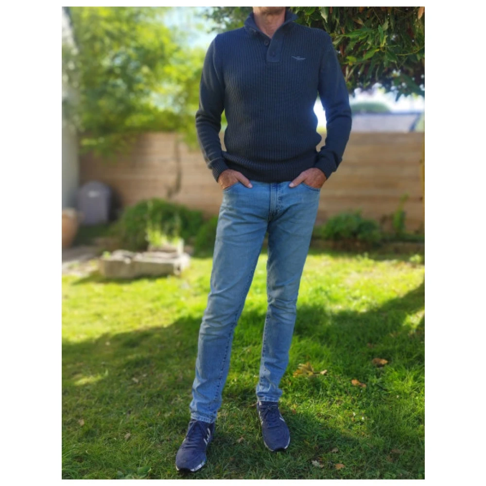 aeronautica militare Gebreide trui met knopen Blue Heren