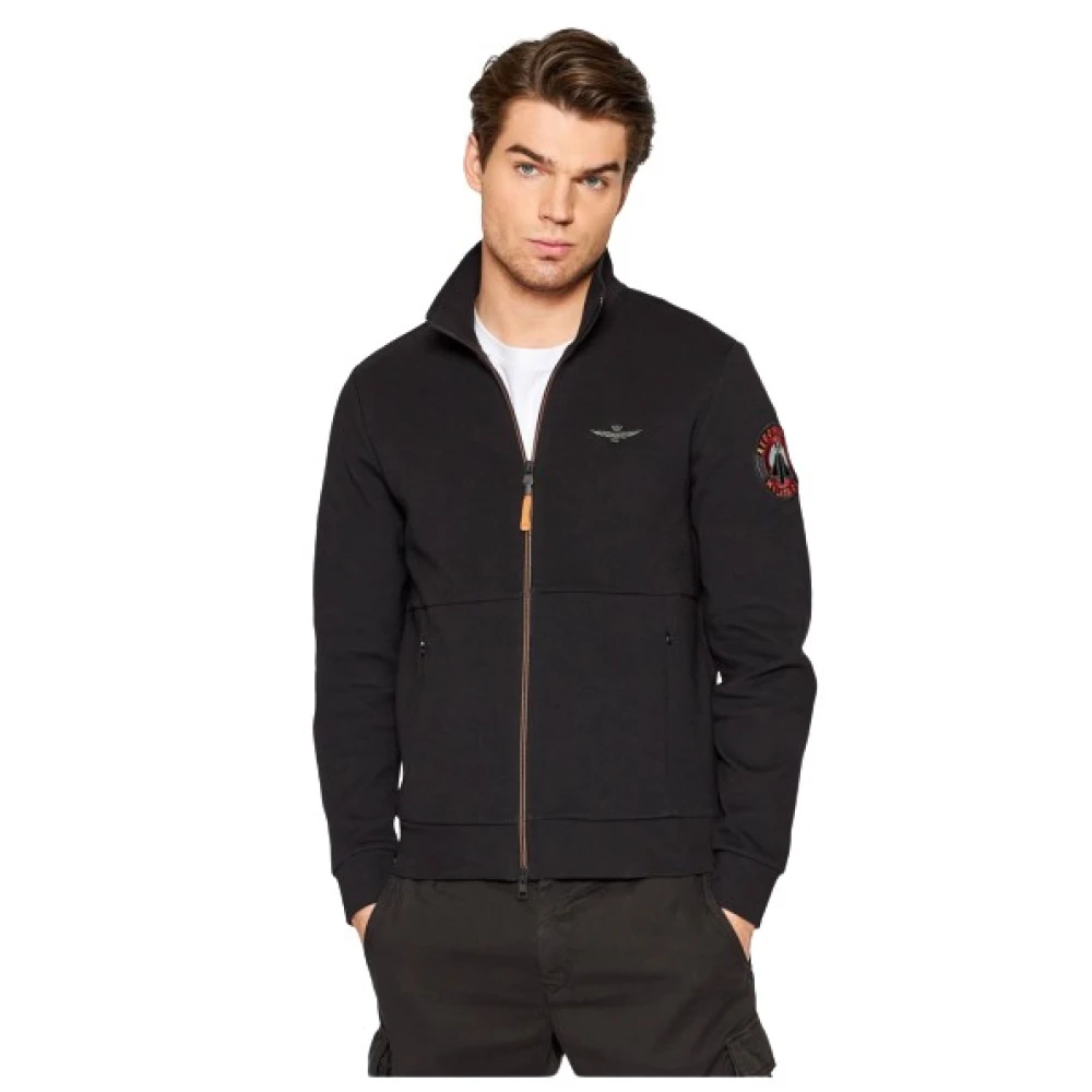 Aeronautica militare Sweatshirt met ritssluiting Black Heren