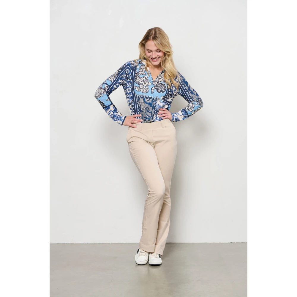 &Co Woman Overhemd met lange mouwen effen kleur Blue Dames