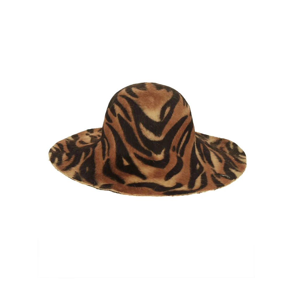Borsalino Tijgerpatroon Konijnenbont Hoed Multicolor Dames