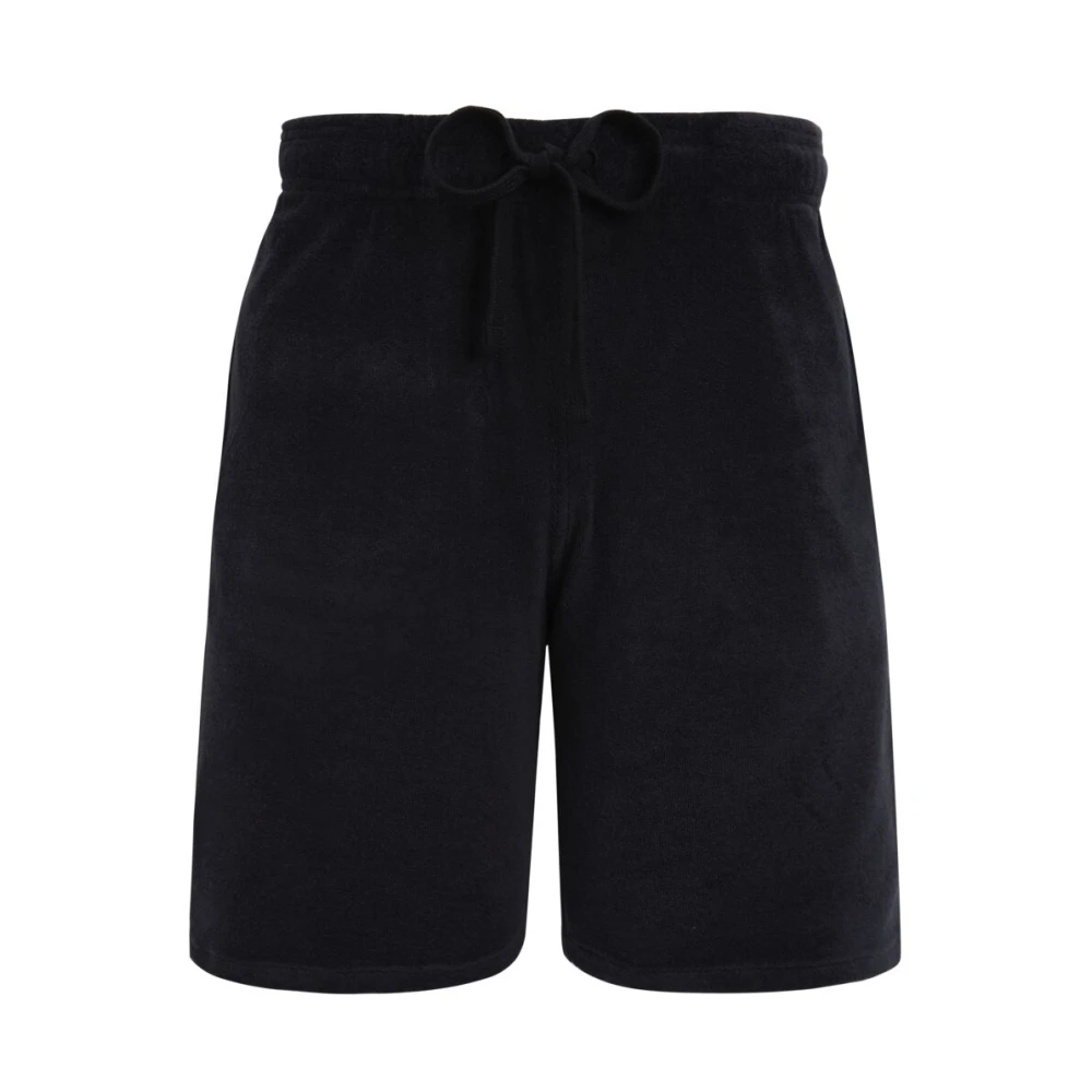 Vilebrequin Solide Unisex Terry Cloth Bermuda Shorts Black Heren