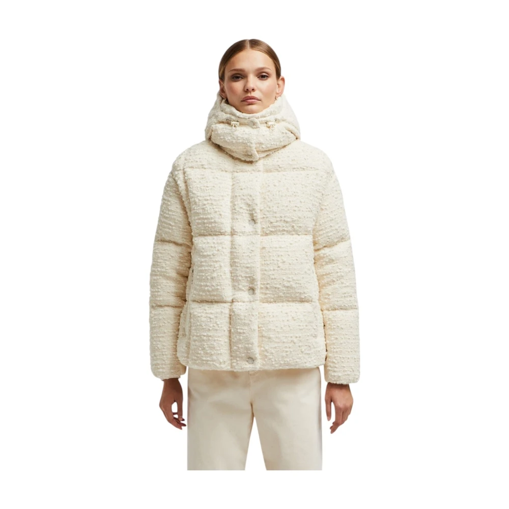 Moncler Witte Tweed Korte Donsjas White Dames