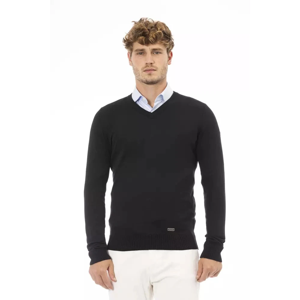 Baldinini Luxe V-hals Modal-Kasjmier Trui Black Heren