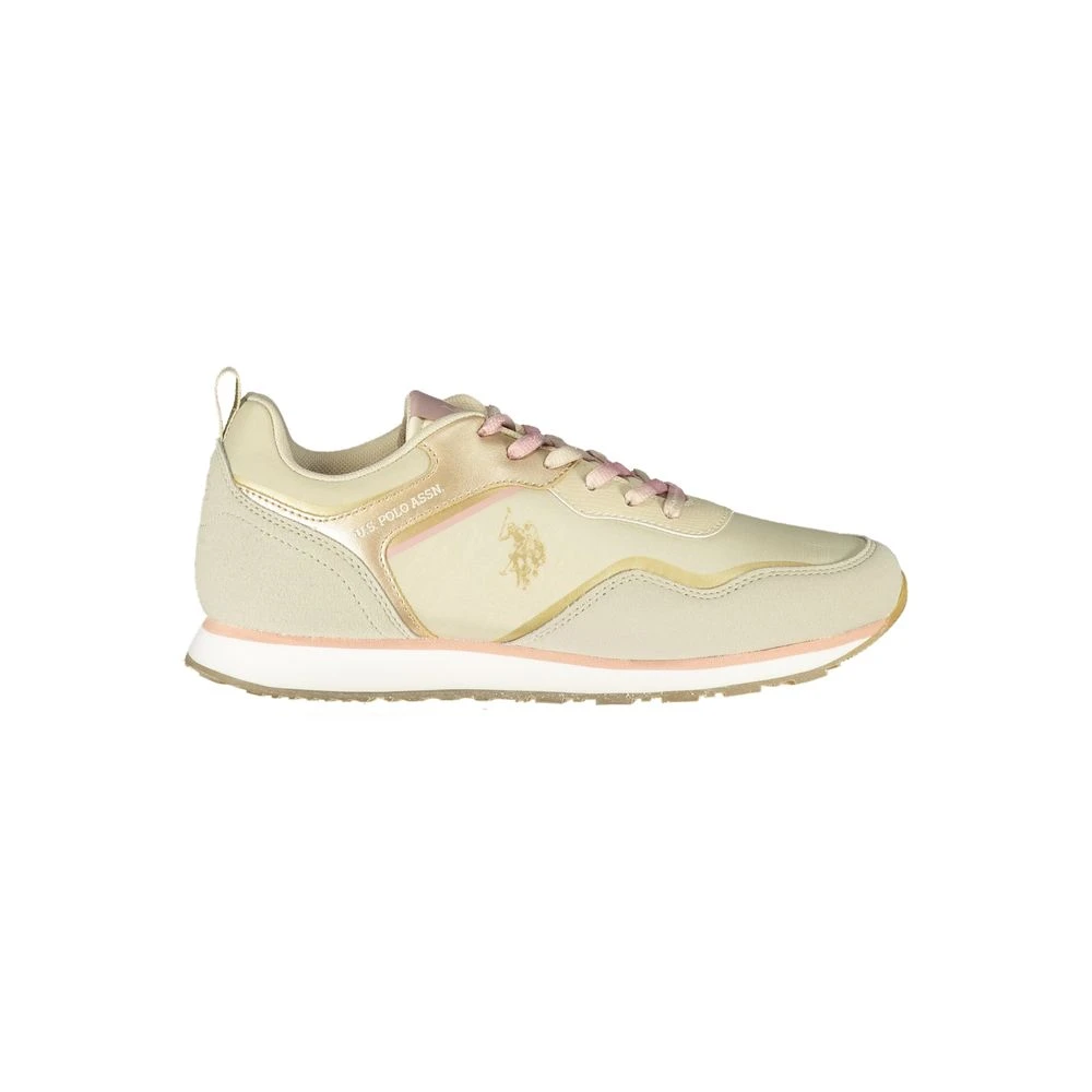 U.s. Polo Assn. Donna Beige Sneaker In Poliestere Con Dettagli A Contrasto