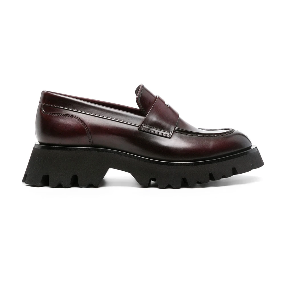 Santoni Women's Brown Classic Leather Loafers