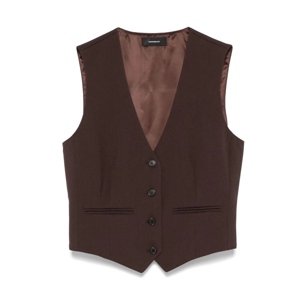 Wardrobe.nyc Brun Ull V-Ringad Ärmlös Kappa Brown, Dam