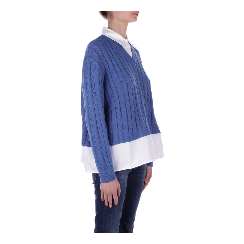 Semicouture V-neck Knitwear Blue Dames