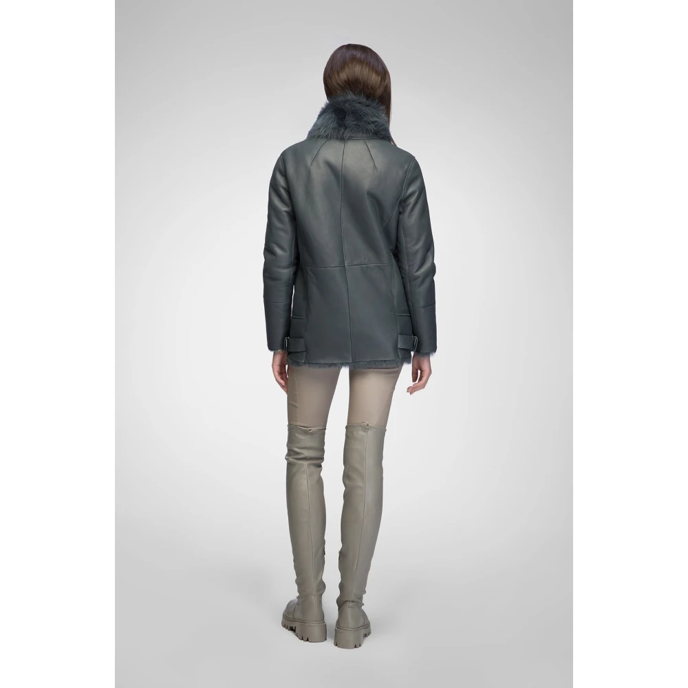 Vespucci by VSP Paige Donker Indigo Shearling Jas Blue Dames