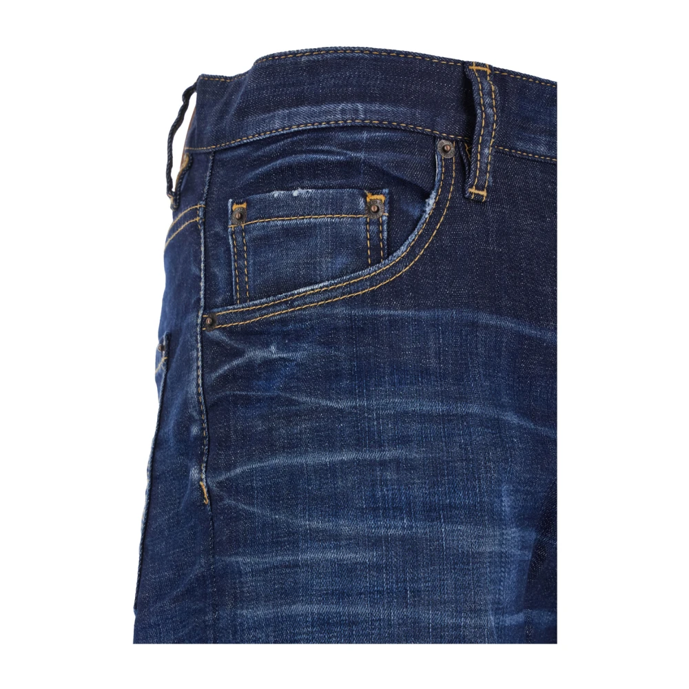 Dsquared2 Blauwe Denim Stretch Jeans met Logo Patch Blue Heren