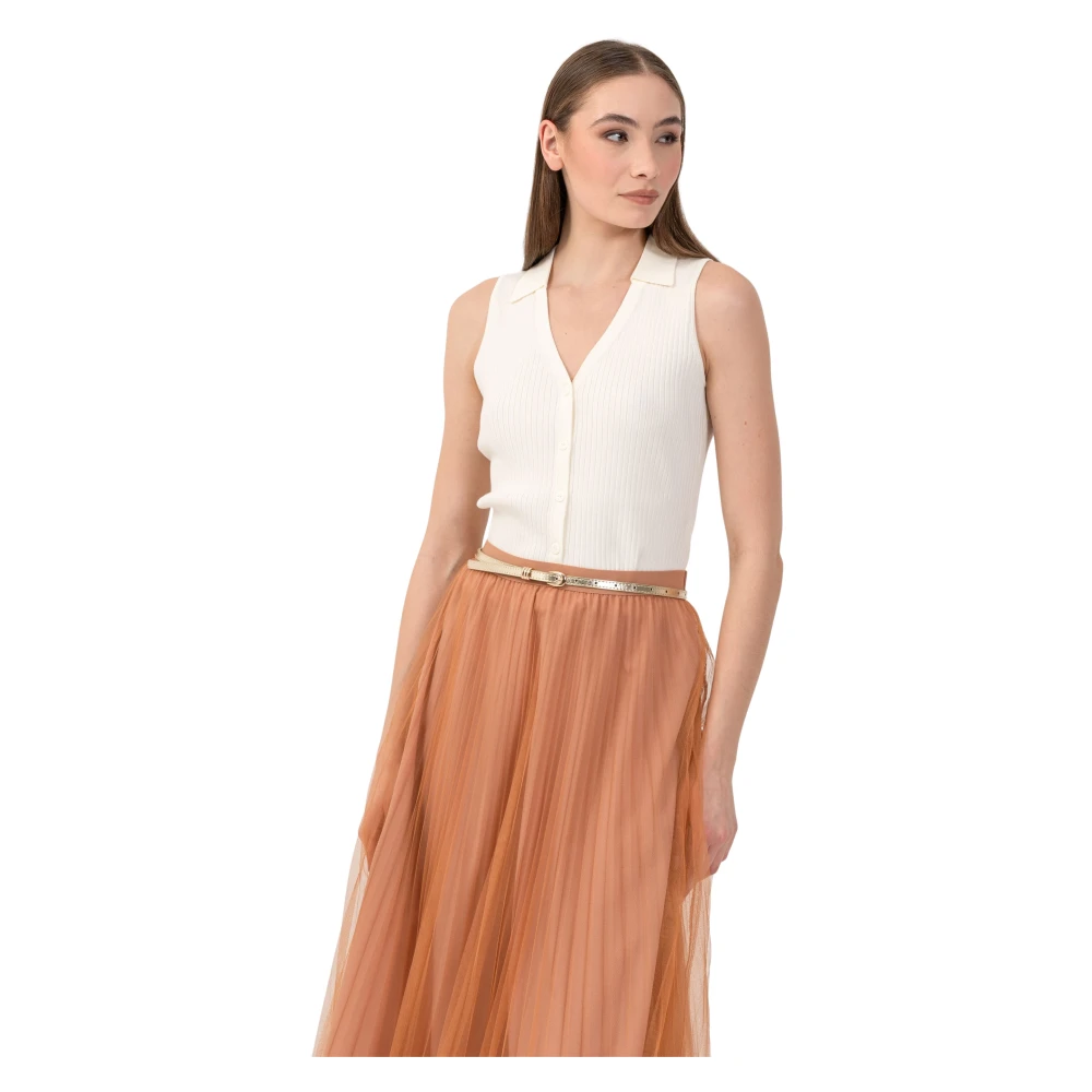 Kocca White Cardigans, Female, L, Chic Sleeveless Fitted Top