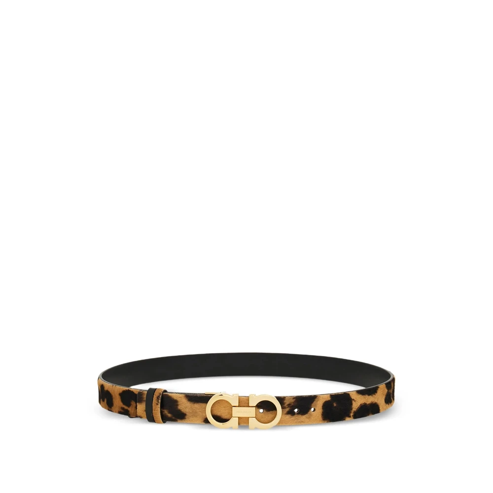 Ferragamo Women's Multicolor Beige Gancini Buckle Belt With Holes Medium