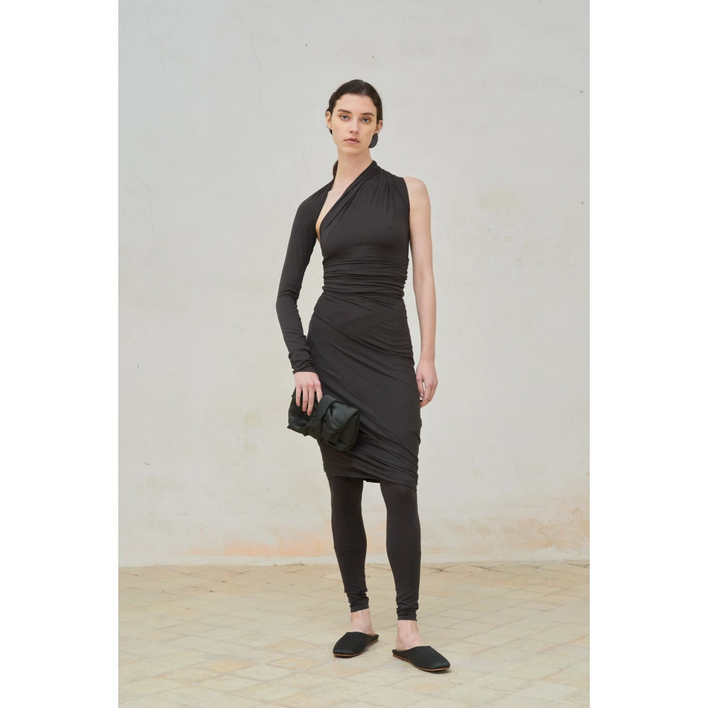 Cortana Asymmetrische Cupro Stretch Top Grafiet Black Dames