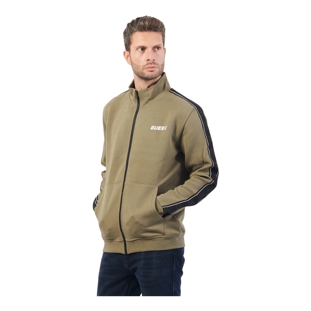 Guess Groene Rits Trui Fleece Stijl Green Heren