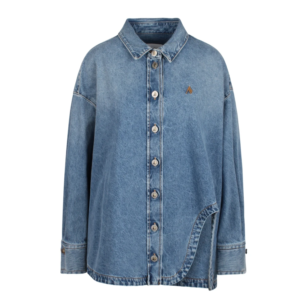 The Attico Diana Shirt met Geborduurd Logo Blue Dames