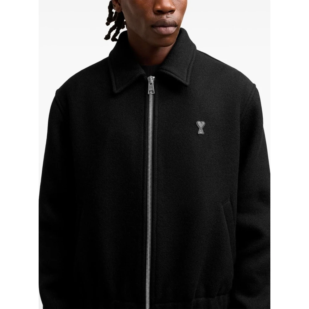 Ami Paris Hart Wol Jack Rits Voorkant Black Heren