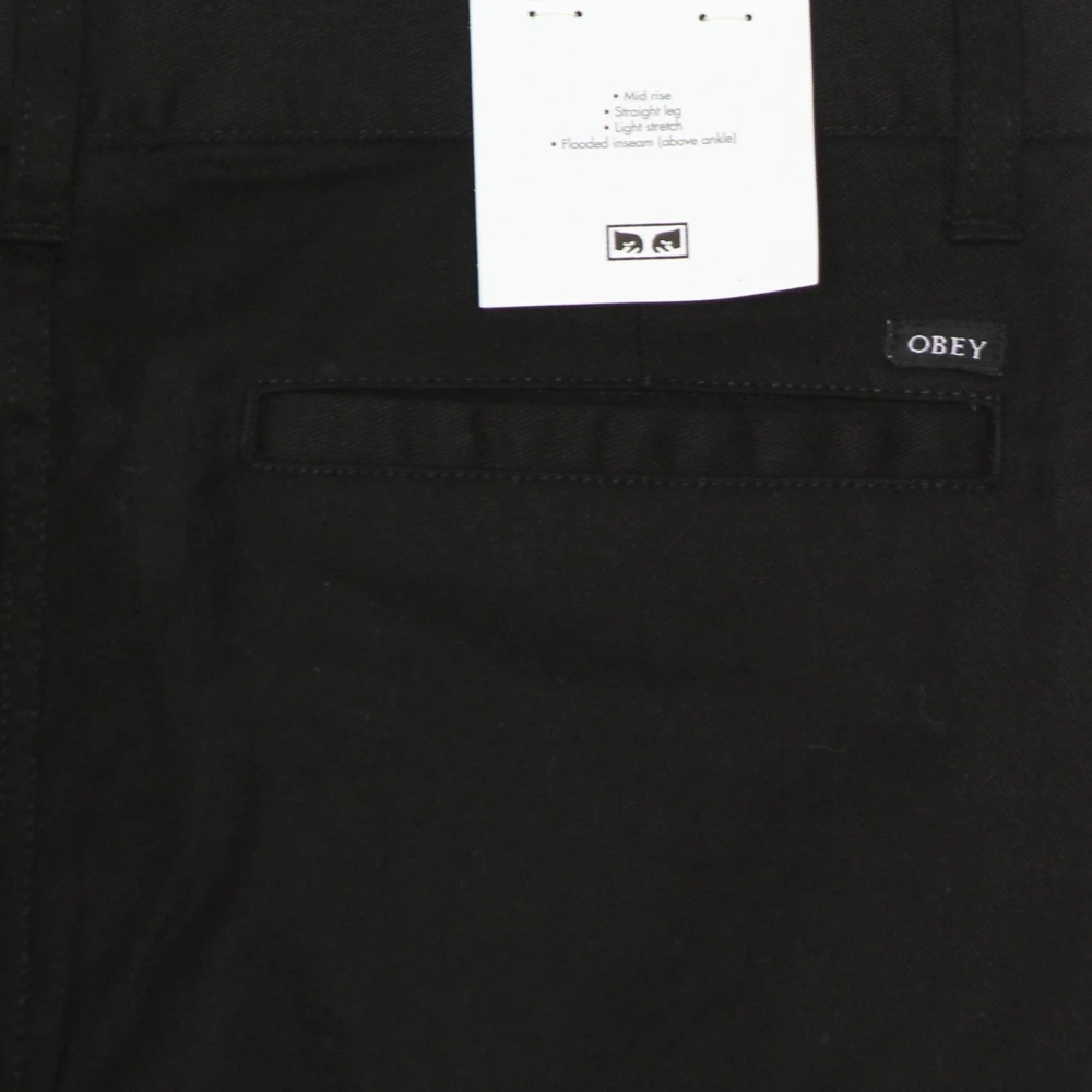 Obey Gestructureerde Zwarte Overstromingsbroek Black Heren