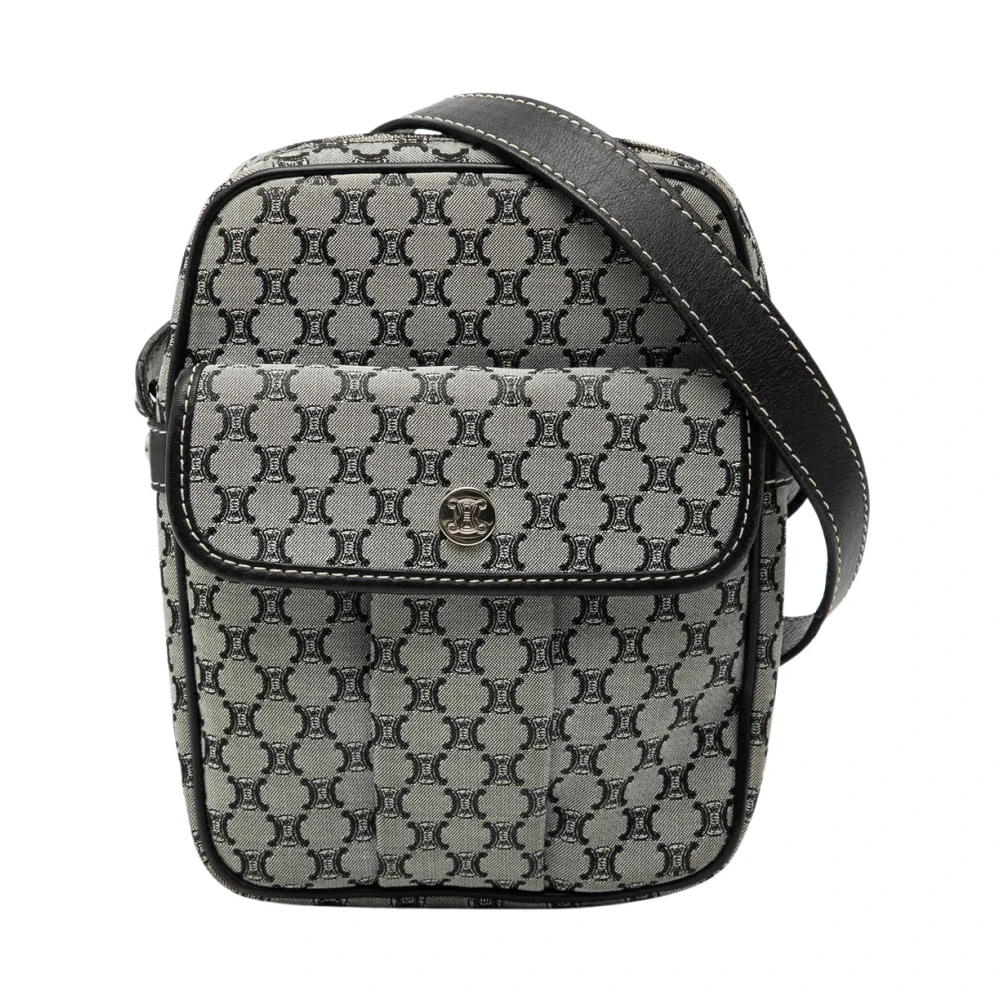 Celine Vintage Women's Gray Pre-Owned Vintage Monogram Canvas Crossbody Bag