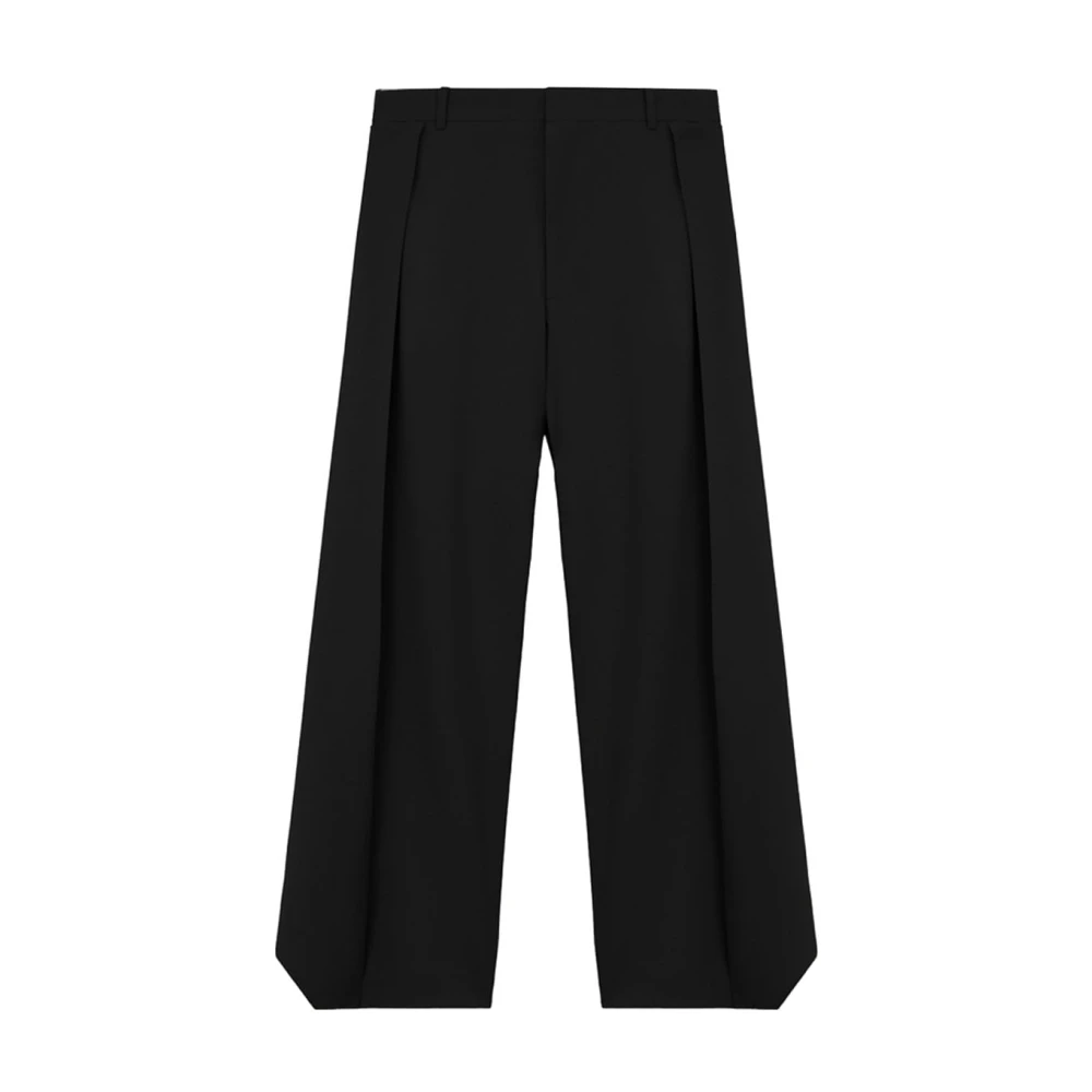 Loewe Black Wool Wide-Leg Trousers - Female - Wide Trousers - Xs - Trousers