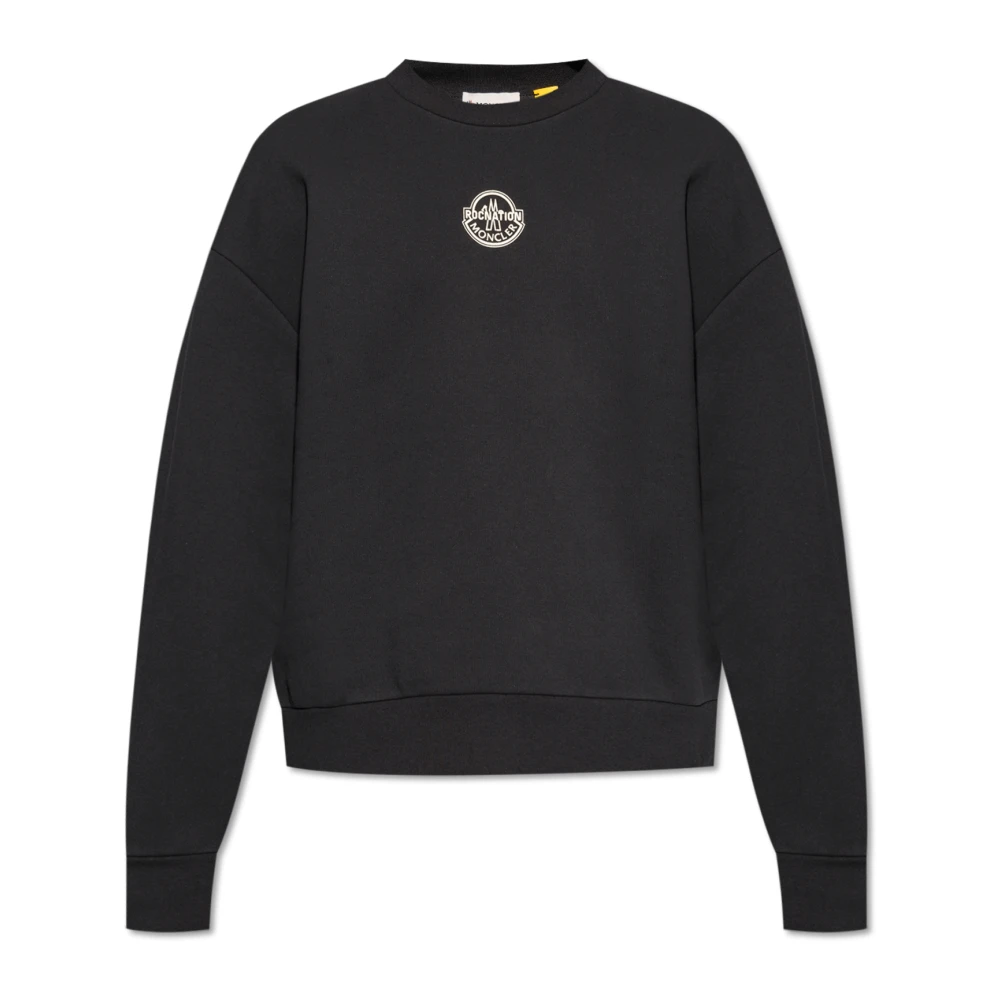 Moncler Zwarte Sweaters met Ingedrukt Logo Black Heren