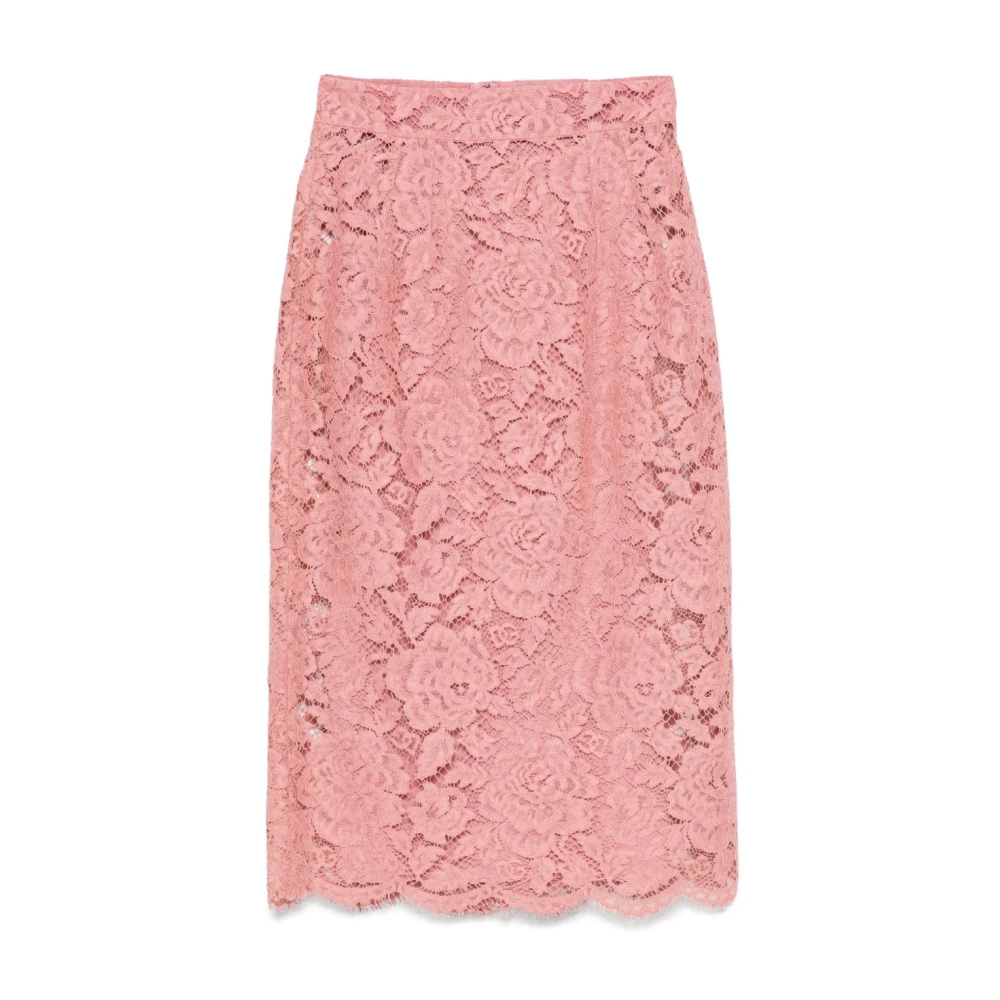 Dolce & Gabbana Flamingo Roze Rok met Schulpzoom Pink Dames