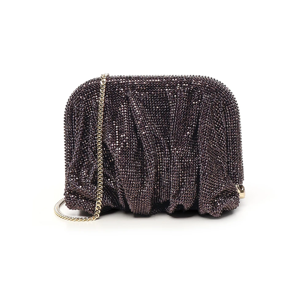 Benedetta Bruzziches Women's Brown Crystal Studded Mesh Shoulder Bag - Clutches - One Size - Bags
