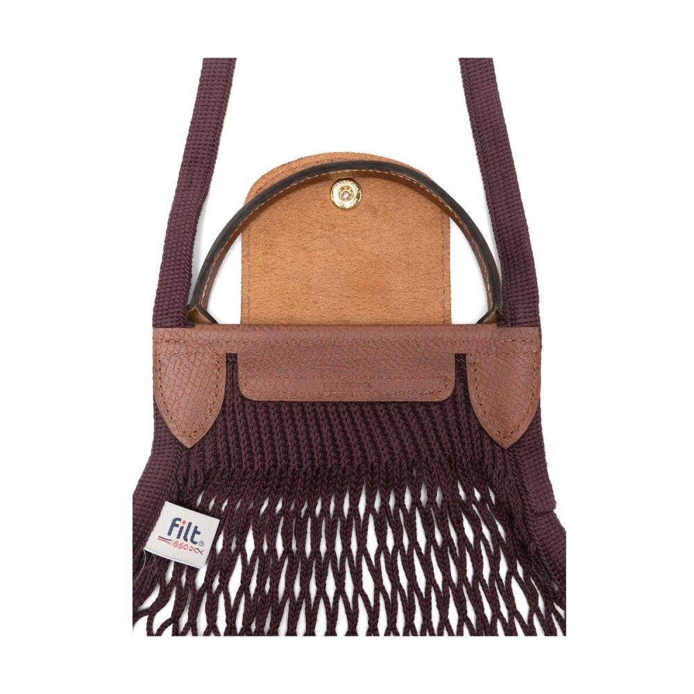 Longchamp Paars Bruin Mesh Schoudertas Purple Dames