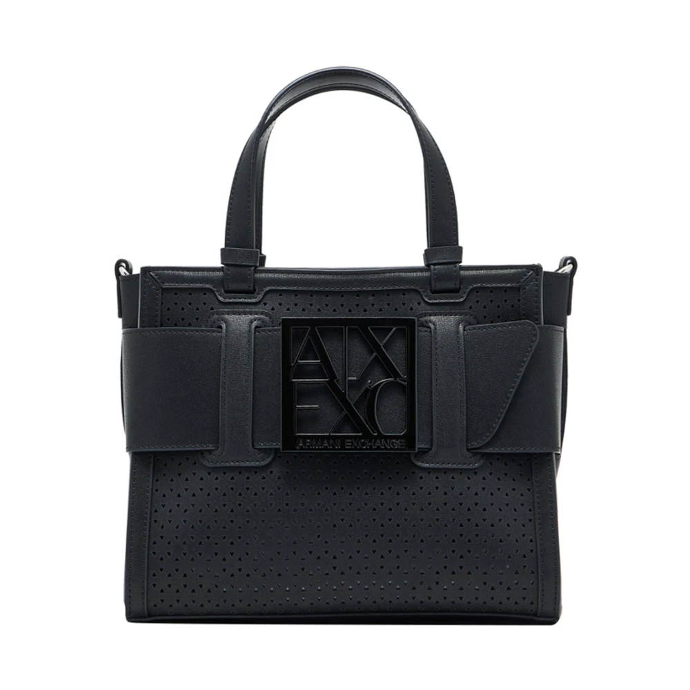 Armani Exchange Vrouw Zwart Tassen Dames, One Size, Polyester, Shopper Van Monochrome Technische Stof