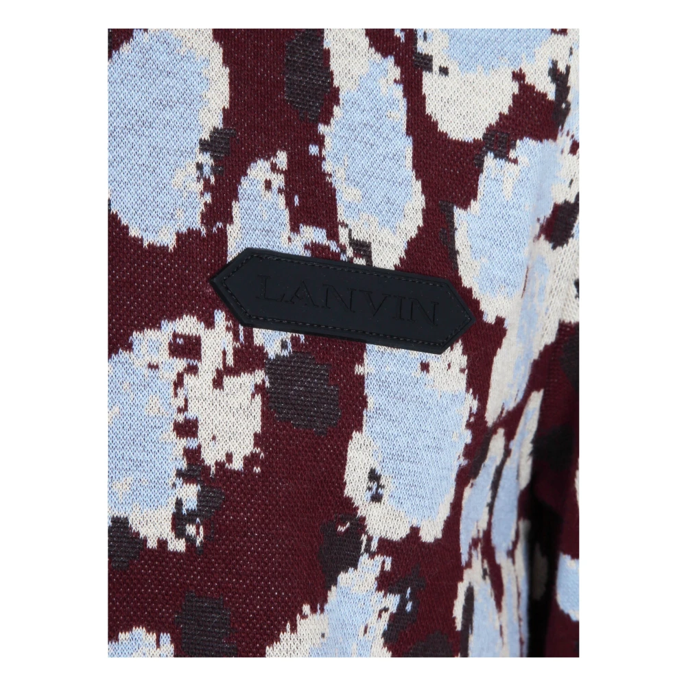 Lanvin Burgundy Jacquard Polo Shirt Multicolor Heren