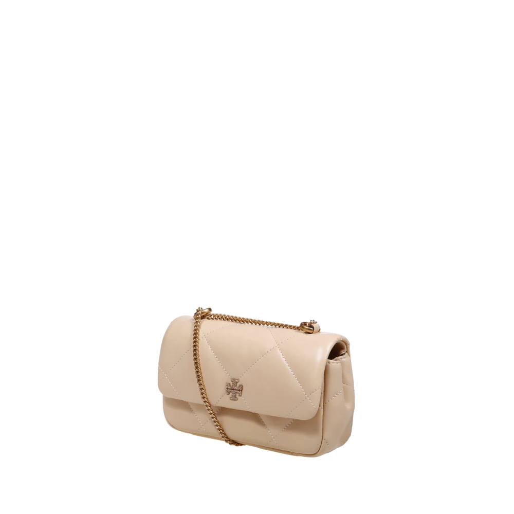 TORY BURCH Diamant Quilt Mini Flap Tas Beige Dames