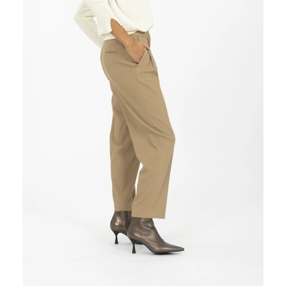 Fabiana Filippi Hoge taille wollen broek met rits Beige Dames