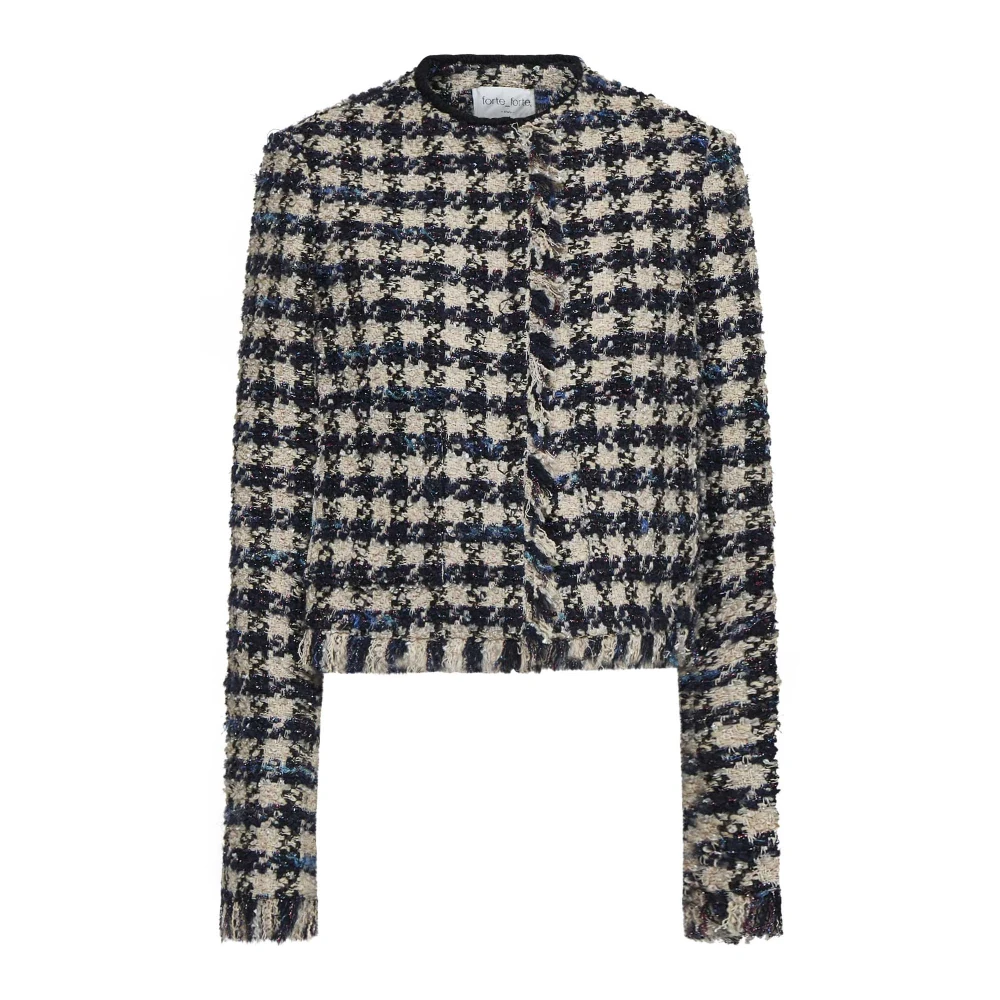 Forte Tweed Metallic Kraagloze Jas Multicolor Dames