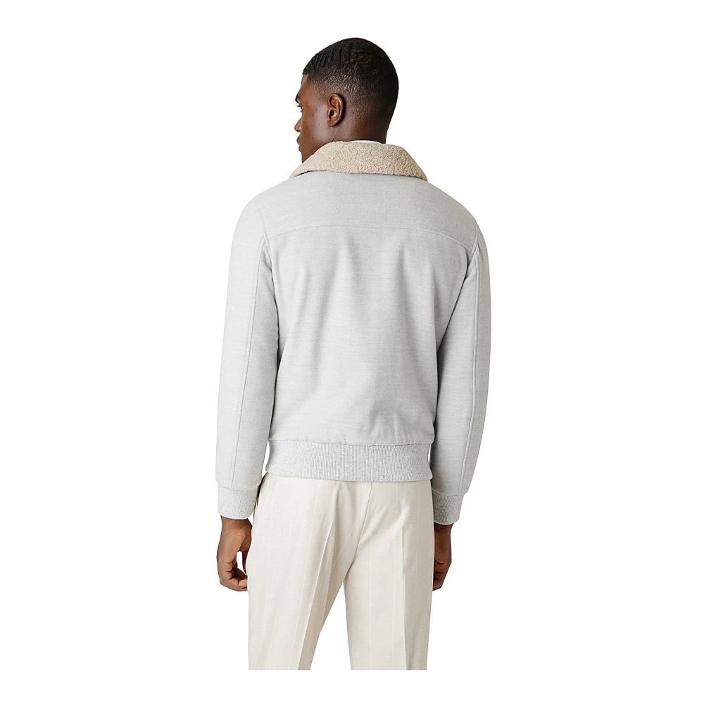 Eleventy Luxe Shearling Wol Bomberjack Gray Heren