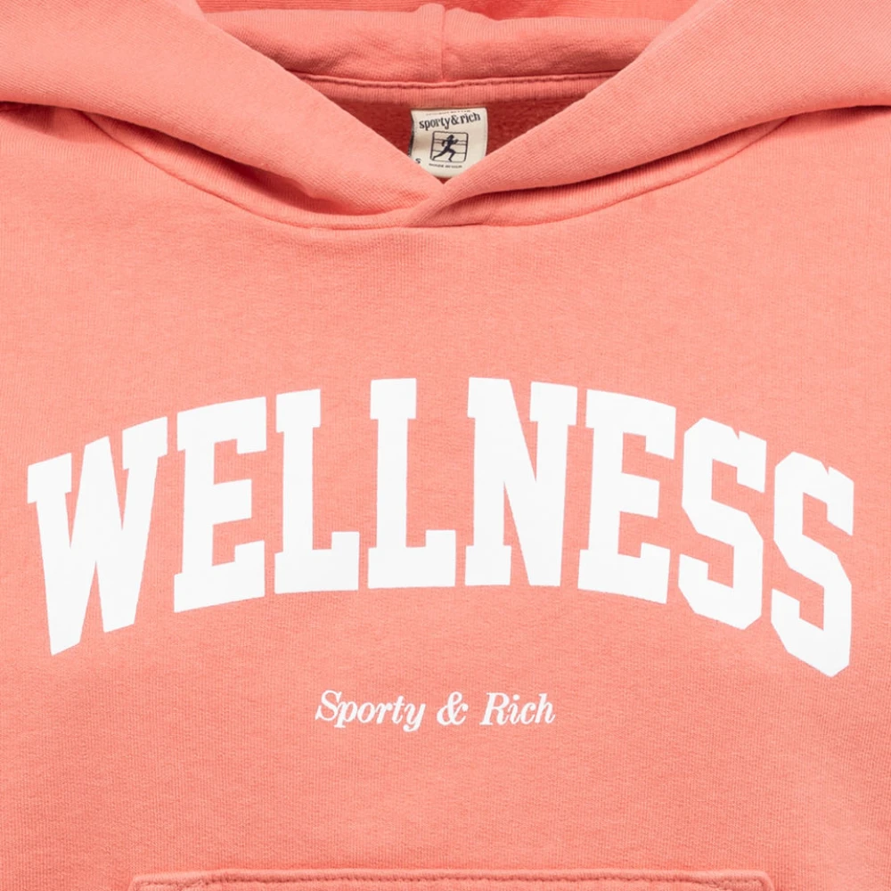 Sporty & Rich Crop Hoodie met effen kleur en klimopprint Pink Dames
