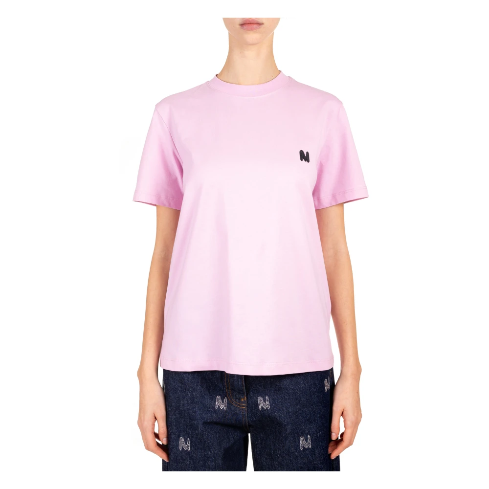 Msgm Women's Pink Round Neck T-Shirt - T-Shirts - M - Tops