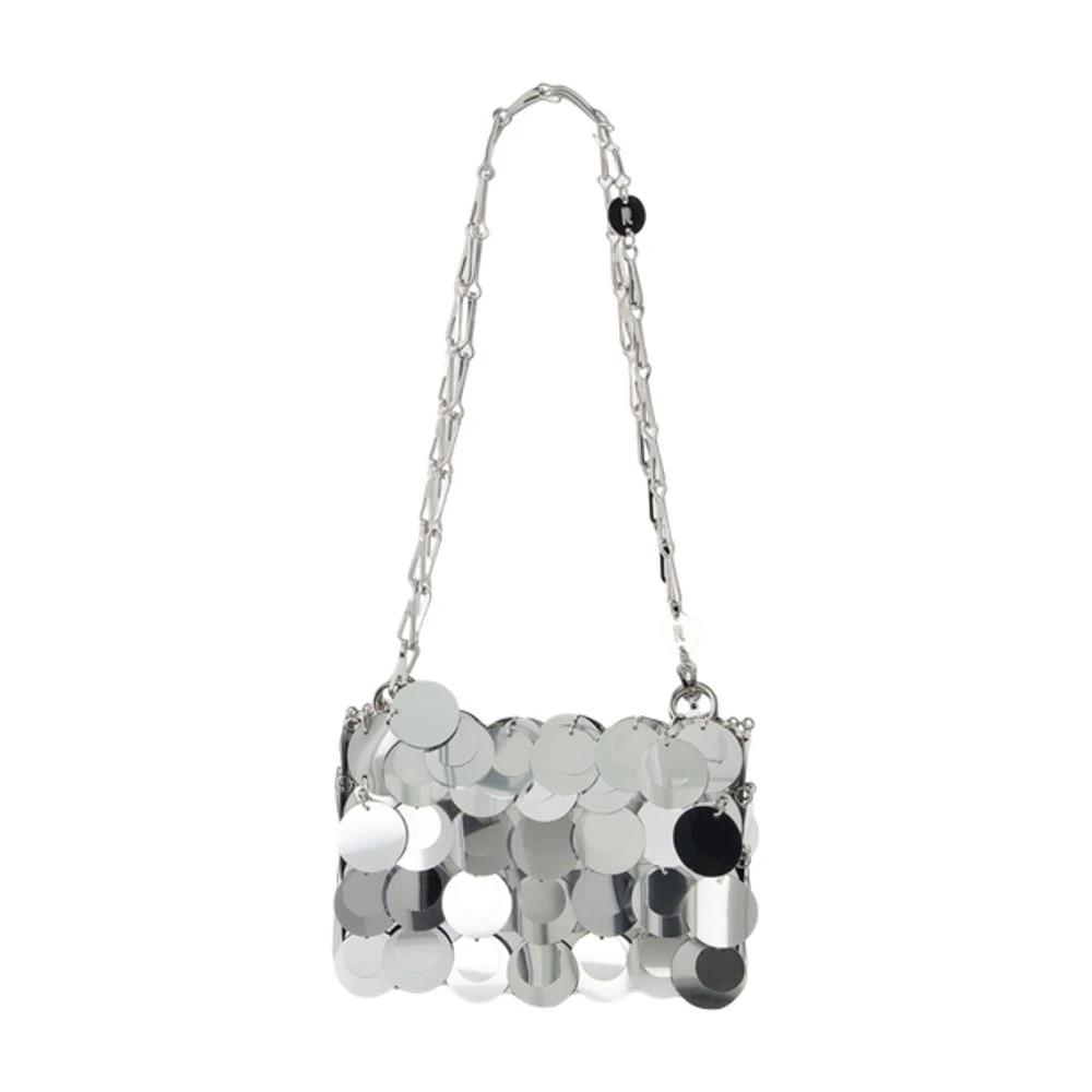 Rabanne Women's Gray Shoulder Bags, One Size, Silver Nano Purse With Shoulder Strap