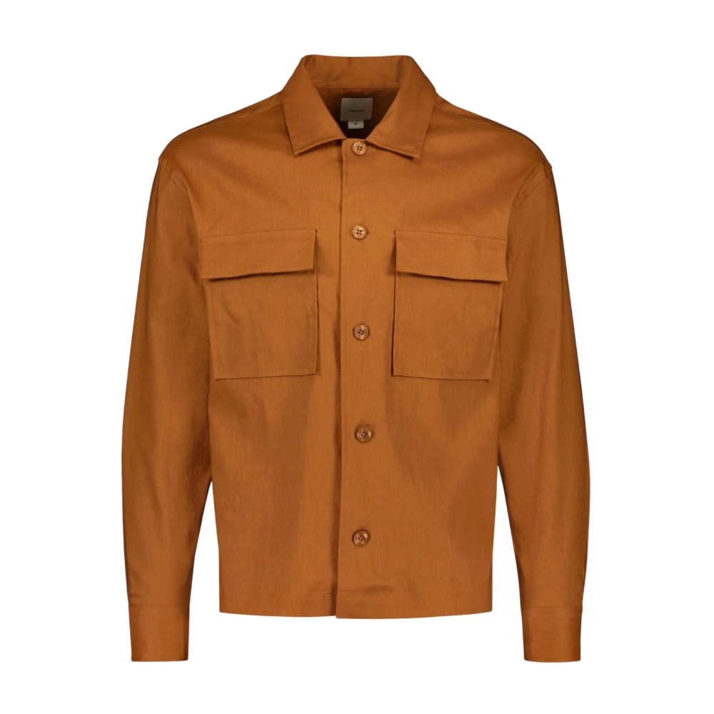 Calvin Klein Men's Brown Casual Kent Collar Button-Up Shirt