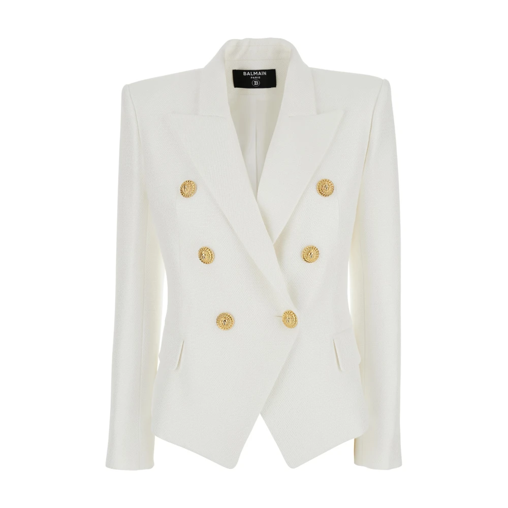 Balmain Double-breasted jas met peak lapels White Dames