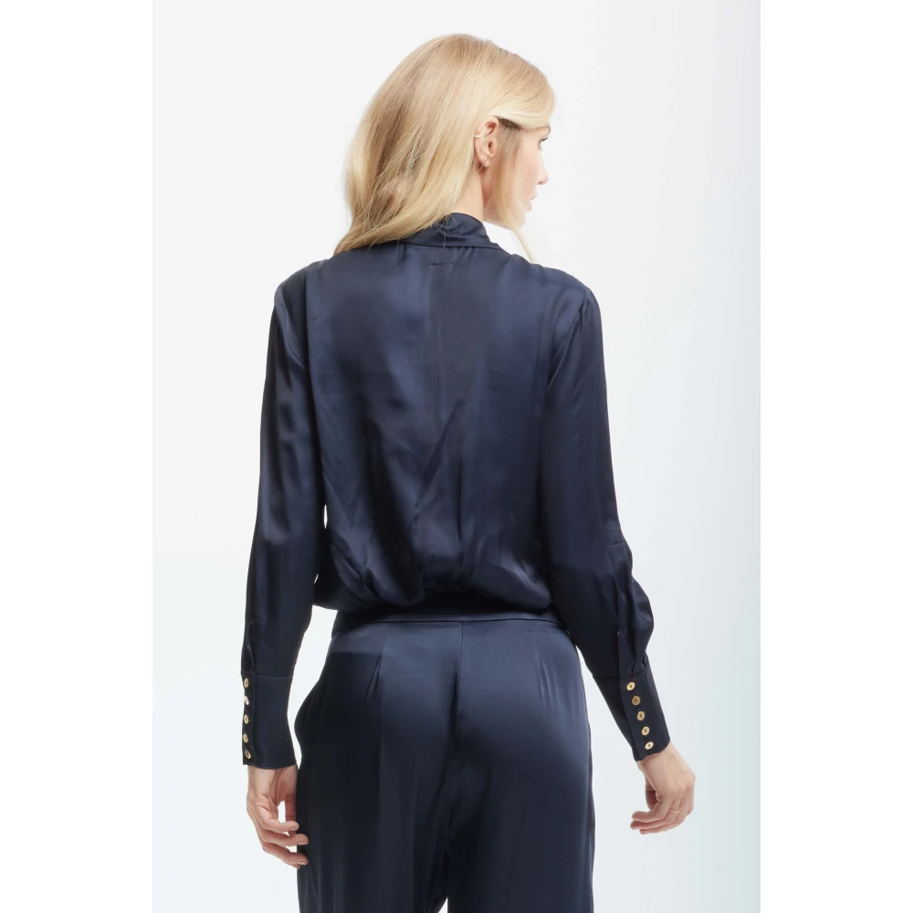 Kocca Retro Kraag Shirt Puur Viscose Blue Dames